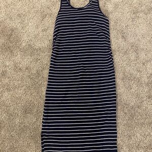 GAP Maternity Blue and White Sleeveless Scoop Neck Midi Sundress
